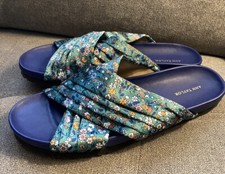 Ann Taylor Riley Floral Textile Flat Slides Womens Sz 9