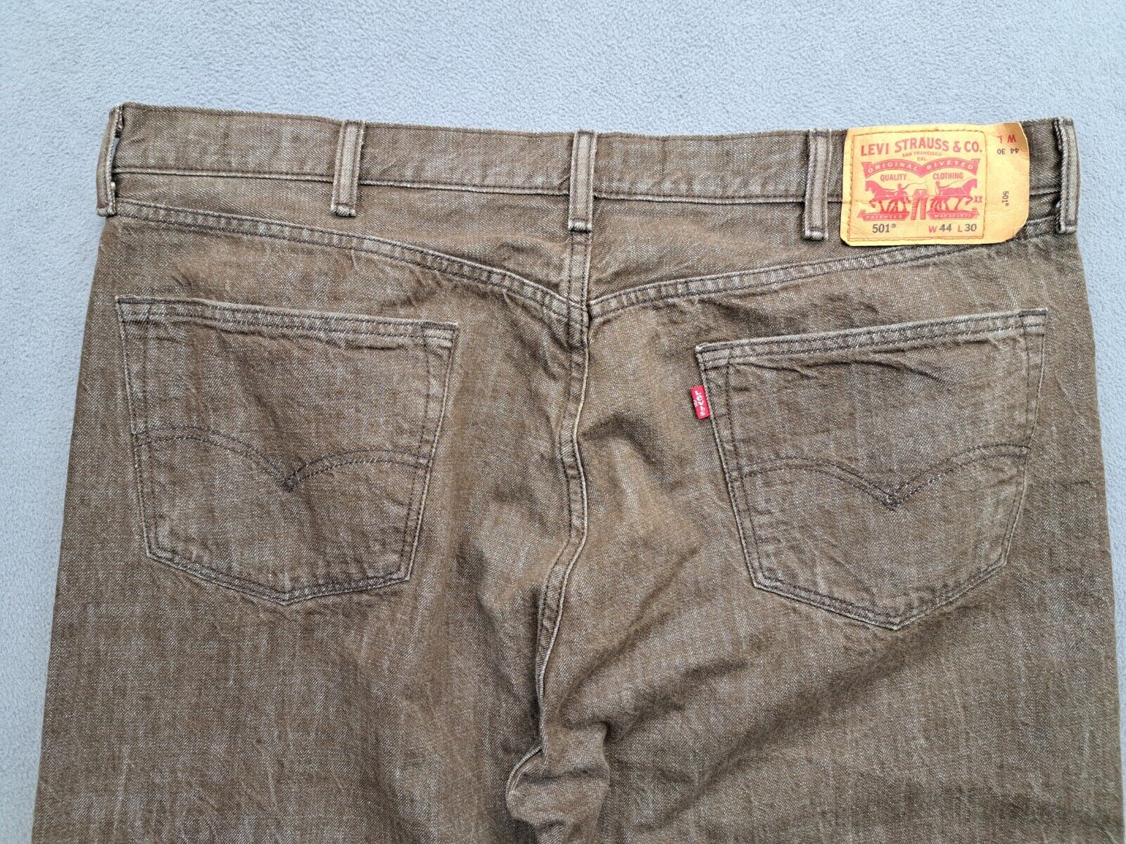 Levis 501 Jeans Mens 44x30 Brown Button Fly White… - image 9
