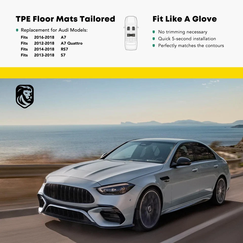 3x Alfombrillas negras delanteras y traseras para Audi A7 Quattro 2012-2018 A7 S7 RS7 Foto 2 de 4