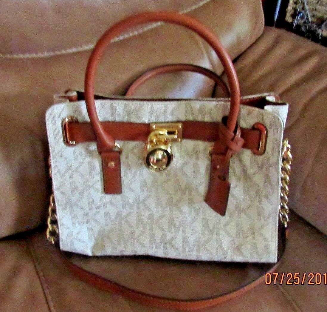 michael kors purse white and brown
