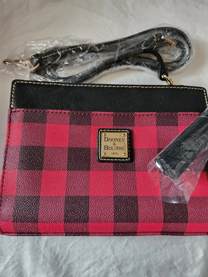Bolso Bandolera Dooney & Bourke "Kenzie", Cuadros Búfalo Rojo, NUEVO con Etiquetas Foto 2 de 4
