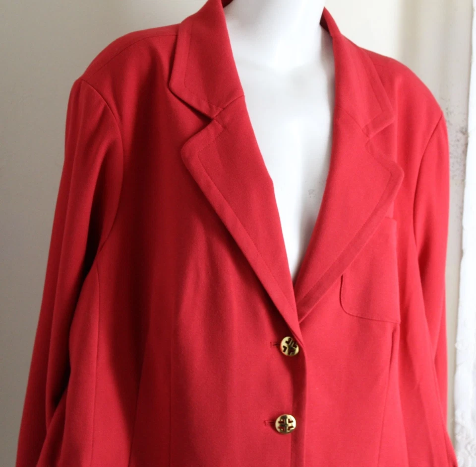 Linea Louis Dell'Olio Talla 3X Preciosa Chaqueta Blazer Rojo Dorado Tejido Crepé Foto 4 de 4
