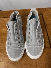 Blowfish Malibu Women  s 8 Light Grey Play Sneaker Canvas Slip On Hipster Trainer