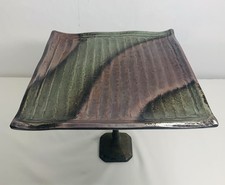 Tenmoku? Ceramic Pedestal Serving Platter 10x...