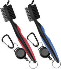 2 Pack Golf Club Brush, Professional Golf Club Cleaner with Retractable Zip-Line