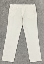 Nili Lotan Pants Womens Sz 4 30 x 26 White Tapered Raw Hem Mid Rise Minimalist