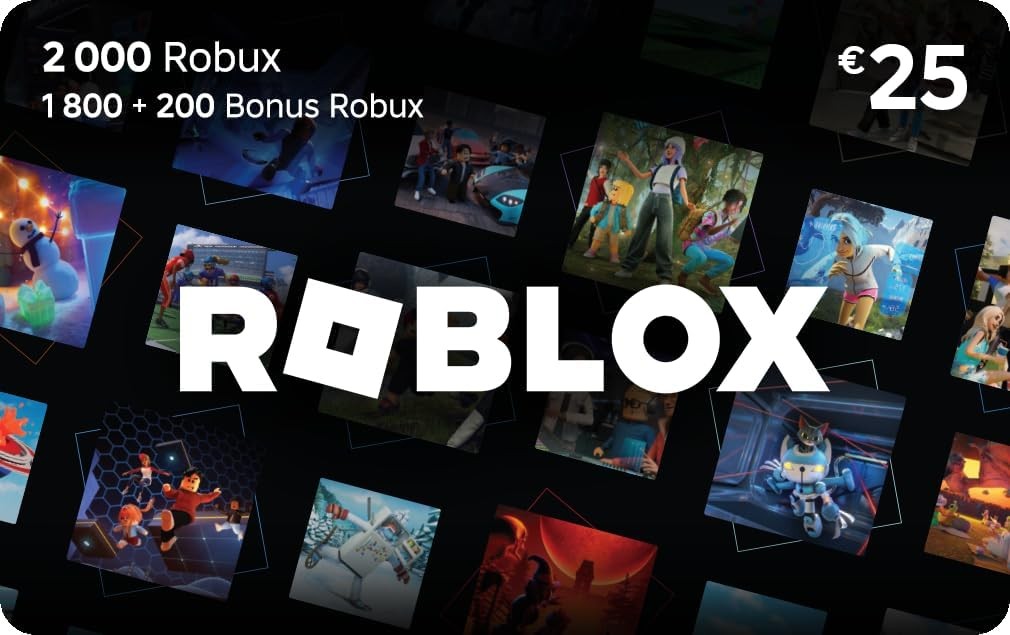 Carte Cadeau Roblox avec 2000 Robux et code digital pour jeu vidéo sur PC et console