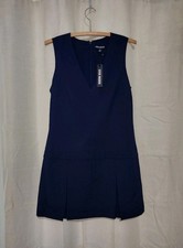 Steve Madden Women's Mini Dress Henley Box Pleat Blue Size 4 NWT