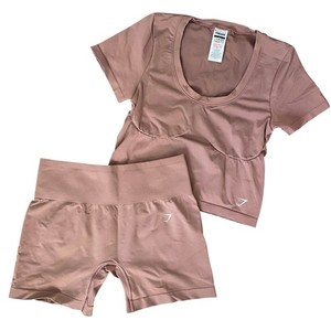 GYMSHARK Mauve Seamless Activewear Top and Shorts Set Size Large Workout Gym