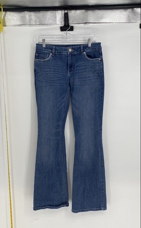 White House Black Market Womens Blue Denim Skinny Flared Jeans Size 8R