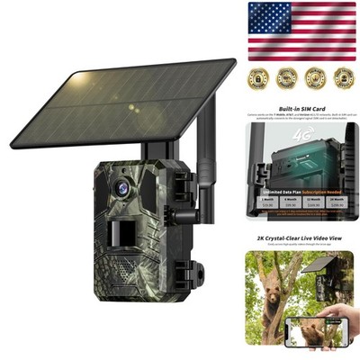 2K Live Video Trail Camera - Fast 0.2s Trigger, Solar Power & Remote Access