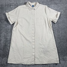 Old Navy Shirt Dress Women’s Large Beige Button Front Linen Blend Button Front
