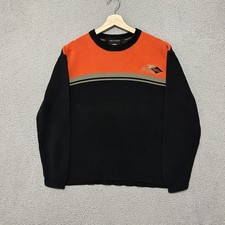 Vintage Harley Davidson Crewneck Knit Sweater Men's L Fit M Black Orange