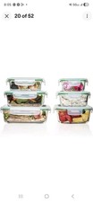 CWC 12 Glass Food Storage Containers Set Rectangular Square Microwave Safe
