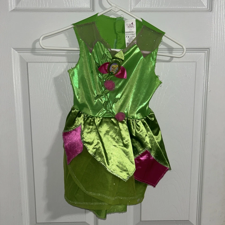 Disney Fairies Tinker Bell Fairy Costume Green Pink Child Size XS 4-6 No Wings - Image 2 of 4