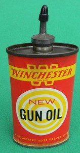 Vintage Winchester New Gun Oil Tin Litho Oil Can With Lead Topper
