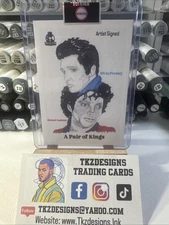 Icons Elvis Presley & Michael Jackson Sketch Card Print #/8 Signed By Artist Tk