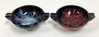 Lot of 2 Vintage Murano Red and Blue Swirl Ashtrays