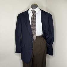 Hart Schaffner Marx Mens 42R 46" Blazer Sport Coat Suit Jacket Navy Striped USA
