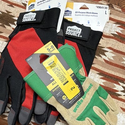 Project Source & Wells Lamont Work Gloves High Dexterity Adult Large Youth 5-8