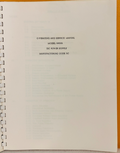 HP Model 6450A DC Power Supply Operating & Service Manual. - 第 2/2 張圖片
