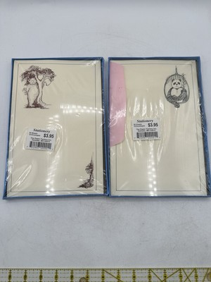 #ad Vintage Stationary Sets Panda And Teddy Bear 20 Sheets 10 Envelopes Per Pack NOS $10.90