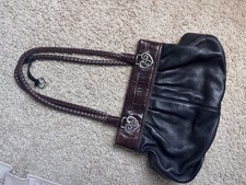 Brighton Leather Hobo Bag Black Brown