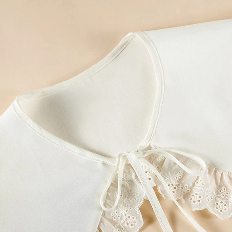 Japanese Style for Doll Fake Collar Shawl Hollow Ruffled Lace Trim Necklace Cape - Image 2 of 4