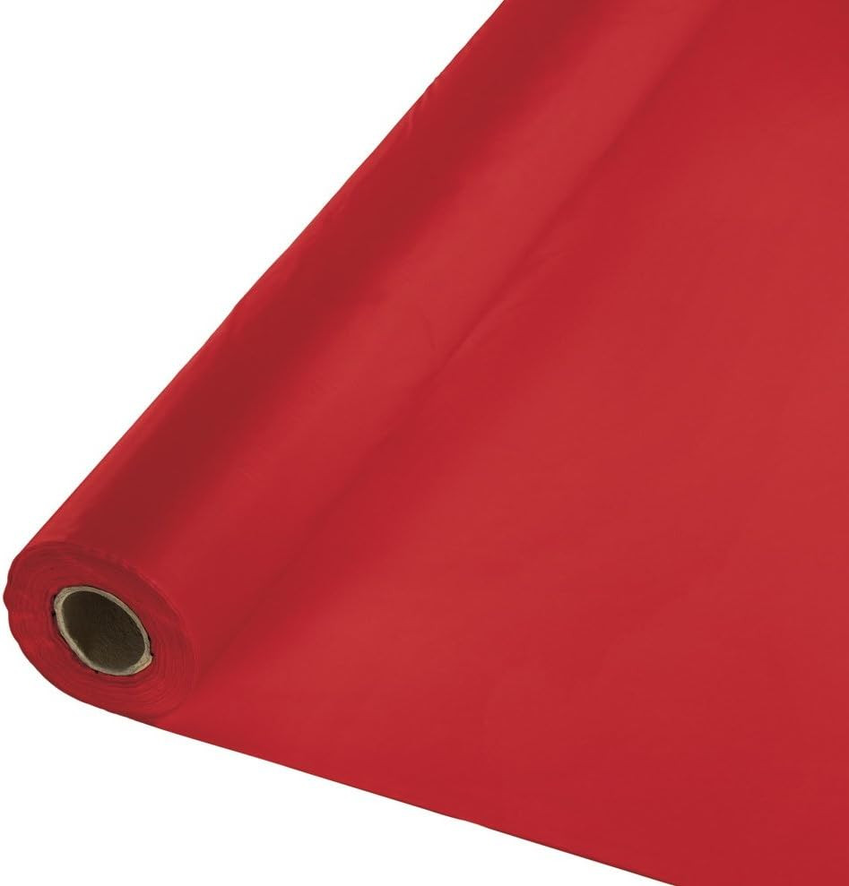 100' Roll Plastic Table Cover, Classic Red -