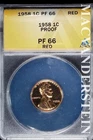 1958 Lincoln Wheat Cent- ANACS PF 66 Red- Lustrous- No Reserve #SLA1047