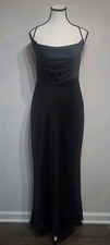 BHLDN Anthropologie Cali Satin Cowl-Neck Midi Slip Dress Black Size 8
