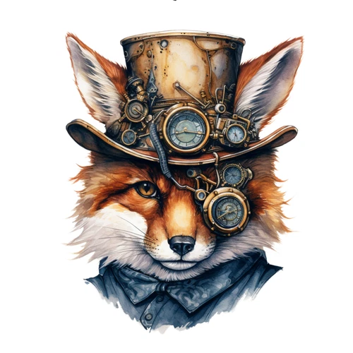 Steampunk Fox Steam Punk Animal Self Adhesive Vinyl Sticker