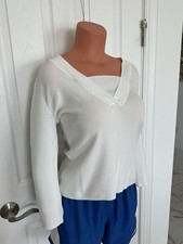 Cable Gauge Ivory V Neck 3/4 Sleeves Sweater Size: S NWOT