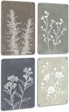 Drsoum Boho Wall Metal Signs Set of 4 Vintage 12L x 8W, Botanical 