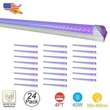 24 Pack UV Led Black Light Bar 4 Ft 40W T8 Ceiling Fixture Christmas D cor Light