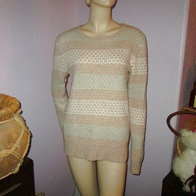 J Crew Fair Isle Sweater Women s Size L Textured Knit Lambswool Pullover Striped