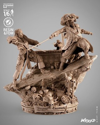 Fluch der Karibik von Wicked Fan Art 1-12 Statue Resin 3D gedruckt DIY Kit