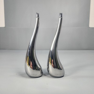 Pair of Nuance Stainless Steel oil lamps/candle 8'' Danish design