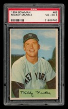 1954 Bowman Set-Break # 65 Mickey Mantle PSA 4 VG-EX