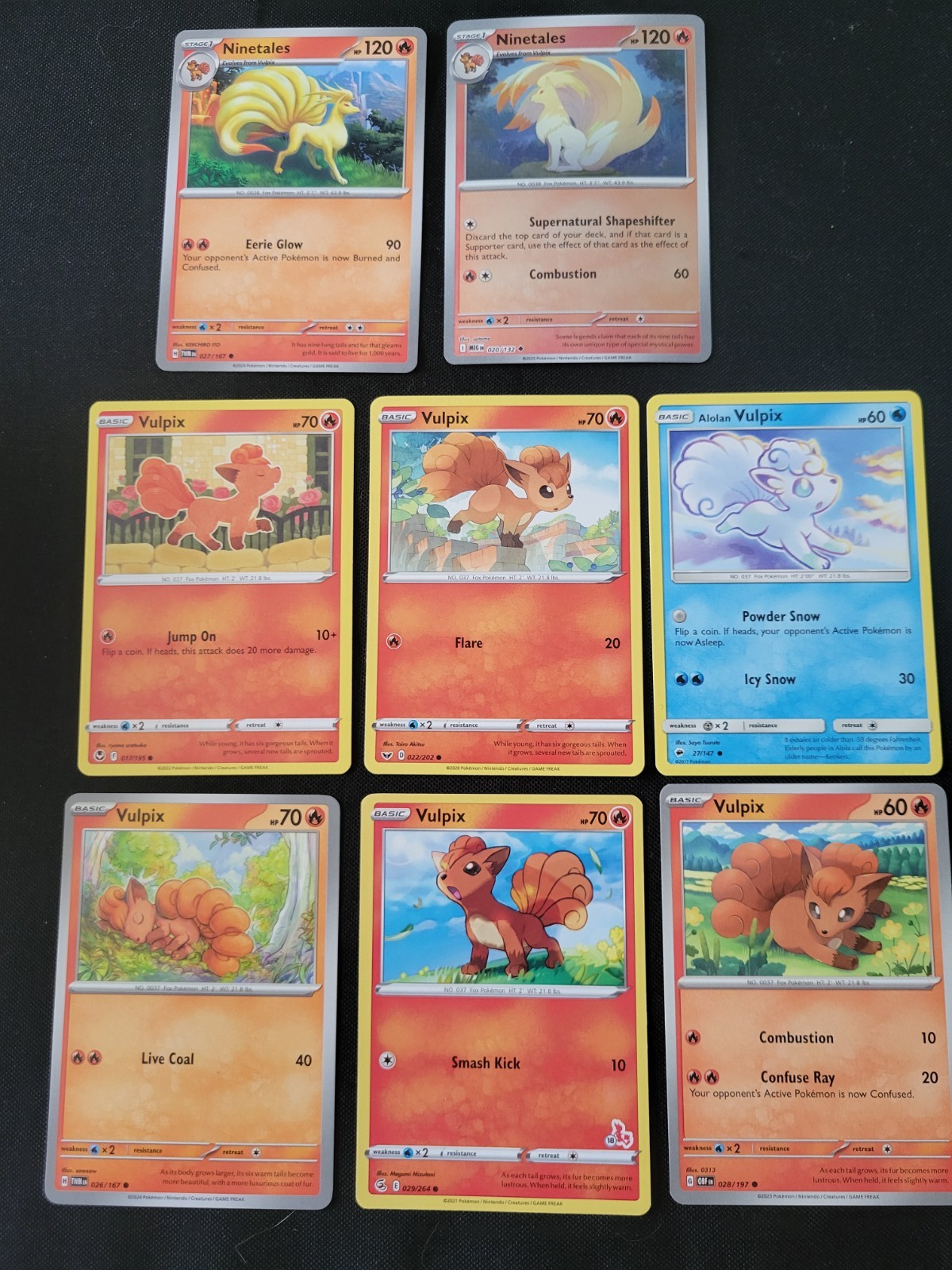 Vulpix Ninetailes Pokemon Card Lot of 8 Cute Collection Set