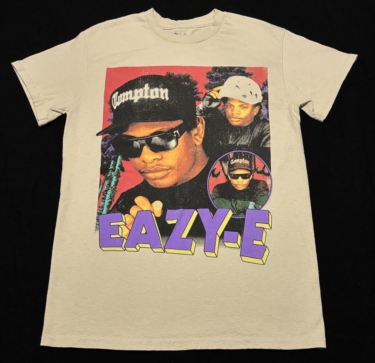 Eazy E T-Shirt Size Small Adult Rap Tee Retro Rapper Khaki Short