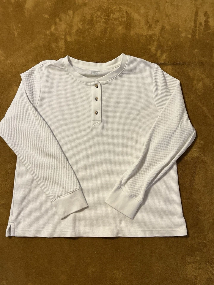 Lands End Masculino Manga Longa Waffle Malha Térmica Henley Tamanho XL - Imagem 2 de 4