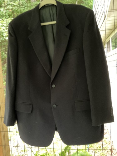 Roundtree & Yorke Mens Blazer Jacket Size 42R 100% Camel Hair Black Lined