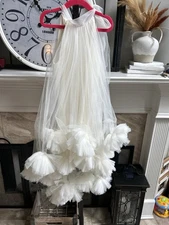 PORCA girls petticoat tulle ruffle pompon dress - bright white - size 8