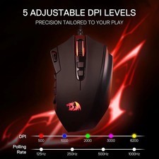 Redragon M921 MMO Gaming Mouse 12400DPI 18 Buttons 12 Side Macro Keys RGB Wired