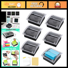 6 Pcs Pop Up Sticky Note Dispenser Holder for 3x3 Inch Notes - Clear Top, Black