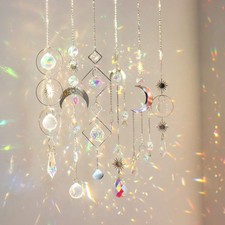 6Pieces Crystal Suncatchers for Window Hanging Sun Catcher with Chain Rainbow...