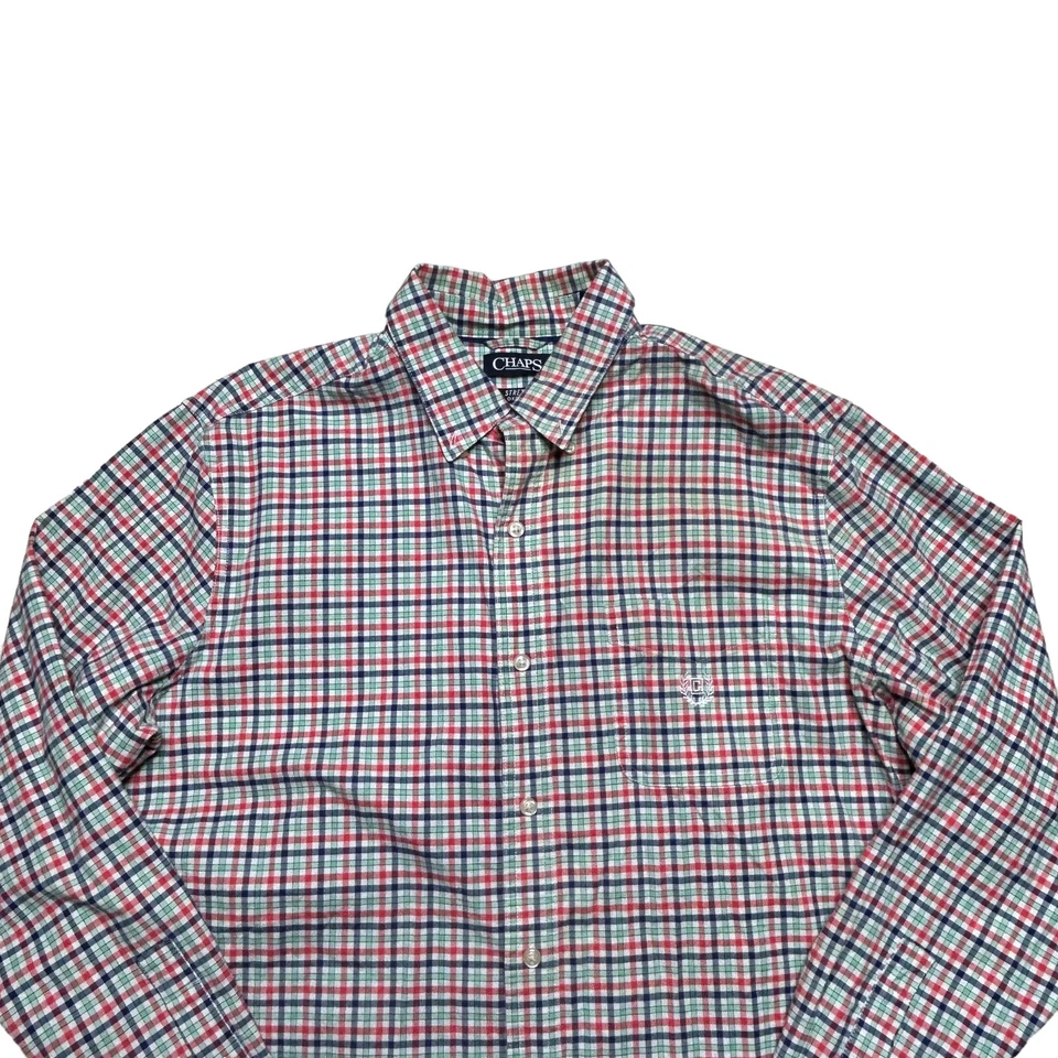 Ralph Lauren Chaps Shirt Mens Size Large Stretch Oxford Check Long Sleeve Casual - Image 2 of 4