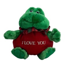 Russ Berrie Frog Plush Stuffed Animal I LOVE YOU Valentine's Day Big Belly 8"