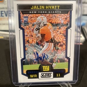 2023 Panini Score Jalin Hyatt Auto Rookie RC New York Giants #347